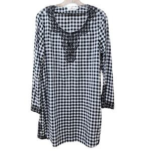 Vineyard Vines Embellished Gingham Cover-Up Tunic Size S  **AS IS**
